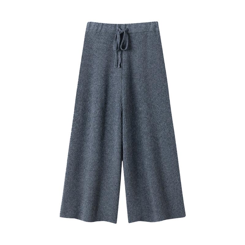 High-Waisted Ribbed Cashmere Pants - Warm and Elegant for Autumn/Winter