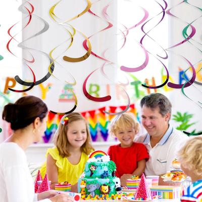 6pc/Pack Double Spiral Ornament Colored Ribbon Ceiling Hanging Streamers For  Wedding Birthday Party Decor Home Decoration