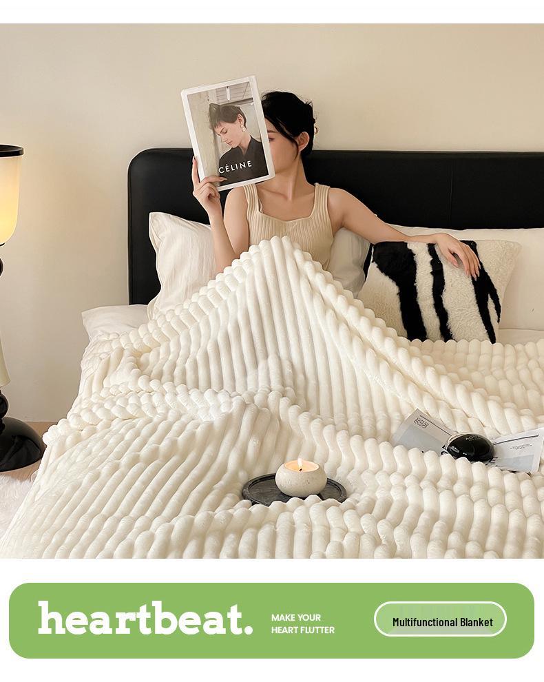 Luxurious Thickened Rabbit Plush Fleece Blanket - Warm, Lightweight, Ideal for Naps and Air Conditioning