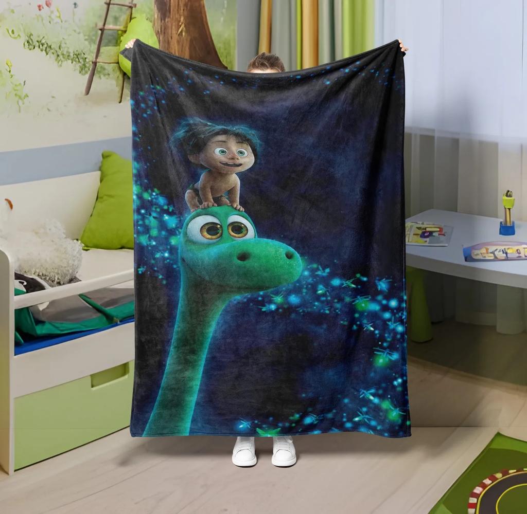 1PC Throw Cute Dinosaur Animals Theme Flannel Blanket Soft Thin Blankets Wolfs Art for Sofa Bed Car Camp Wild Animals Theme Gift