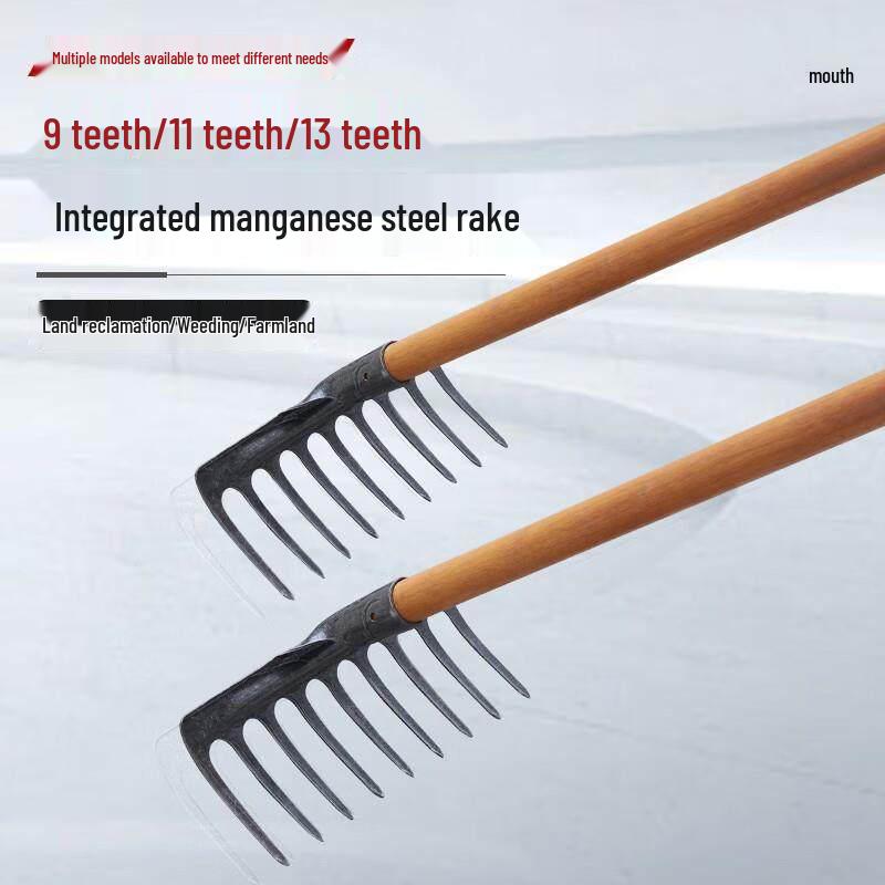 9-Tooth Manganese Steel Garden Rake