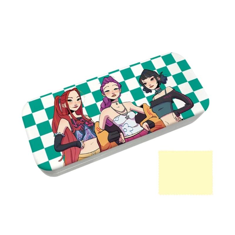 Anime PU Leather Glasses Case Witch Hunters Design Soft Lining for Scratch Prevent Eyewear Holder for Daily Travel Use