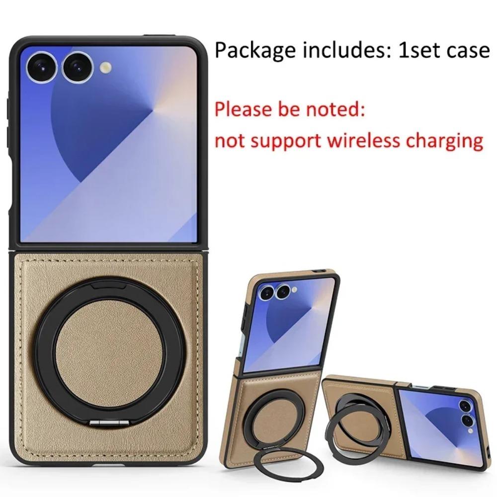Vysoce kvalitní obchodní černý kožený stojánek na telefon pro Samsung Galaxy Z Flip 7 6 5 4 3 Magnetický držák Zadní ochranný kryt