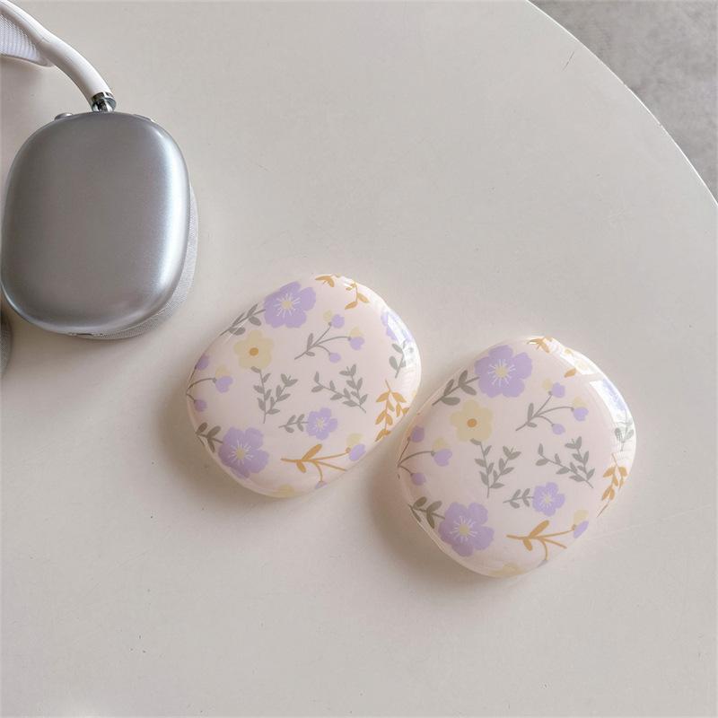 Ins Purple Floral Application Apple Head-mounted AirPods Max Earphone Cover Summer Protective Case Female Small Fresh