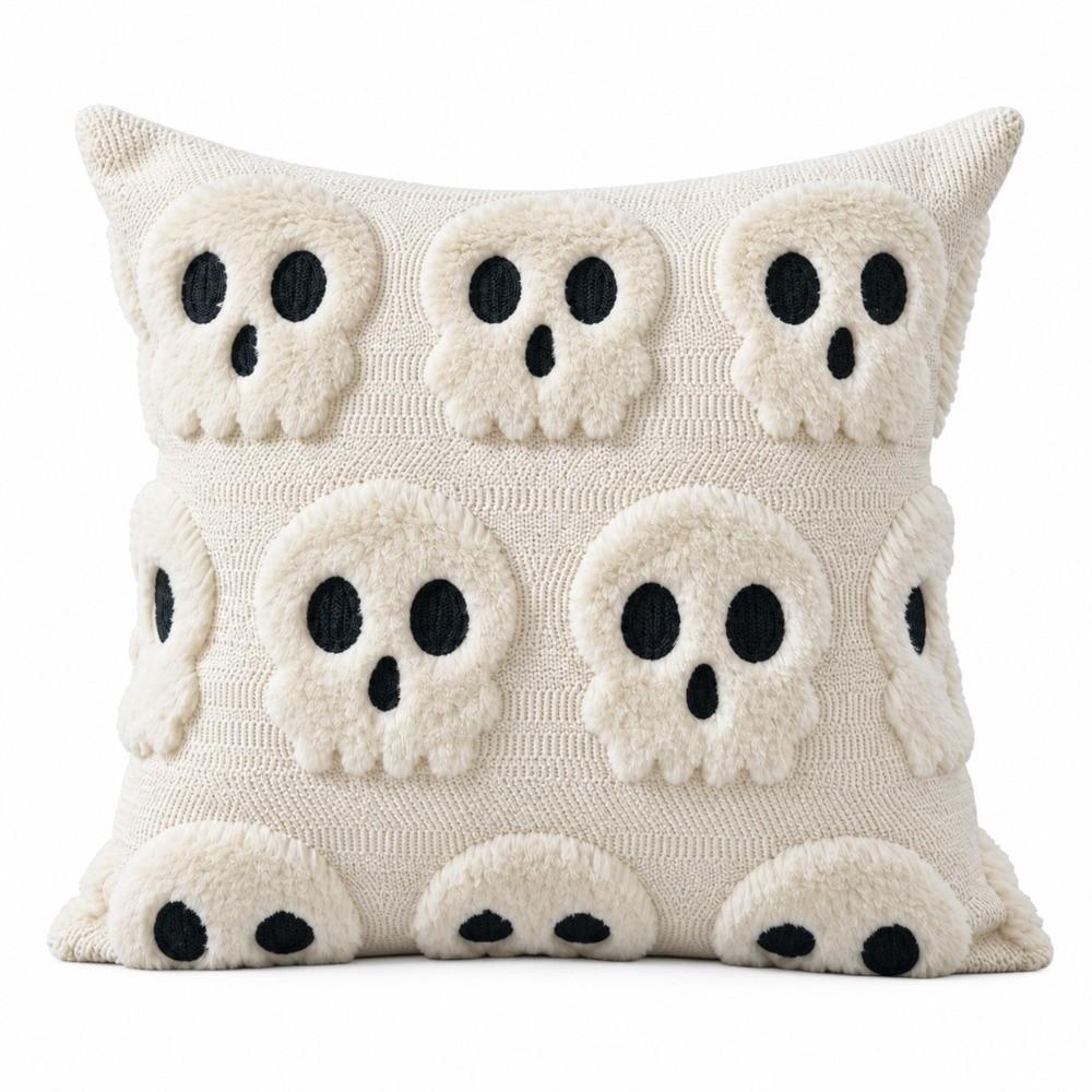 Skeletont Pillow Cover Soft Plush Cushion Case Warm Plush Throw Pillowcase Halloween