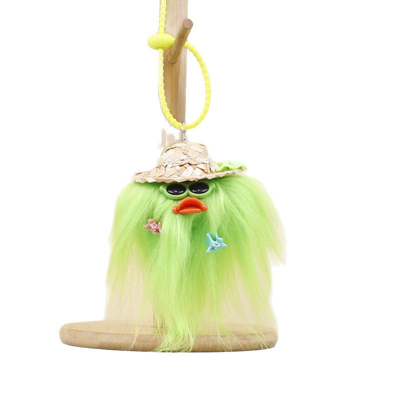 Plush Duck Keychain With Cute Straw Hat For Bag Decoration And Gift Ideas