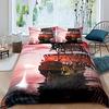 Beautiful Pink Sunset Boat Duvet Cover Set Sea Boat Comforter Cover Polyester Bedding Set With Pillowcase For Kids Boys Girls