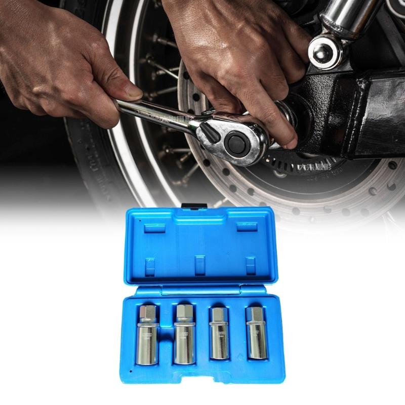 Pack of 4 Sturdy Steel Screw Extractors Kit Universal Removal Tool For Damaged Nut and Bolts