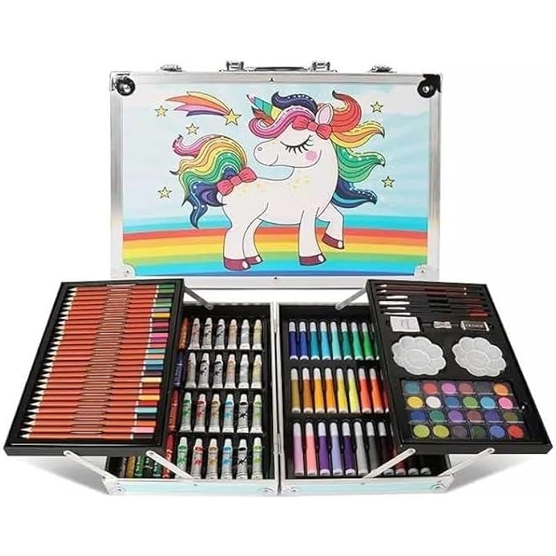 Eclet Art Kit Supplies Portable Great Gift Set 145Pcs Unicorn Gift For Painting