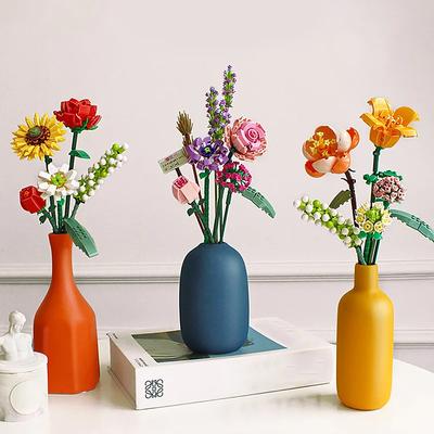 Non-Toxic Romantic Rose Flowers Bouquet Building Blocks Sunflower Model Bricks Creative Desktop Decoration Kids Diy Toys Children Gifts