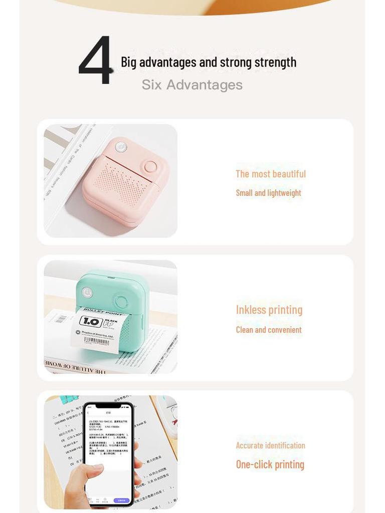 Portable Mini Thermal Printer for Photos & Labels - Ideal for Students & Homework Assistance
