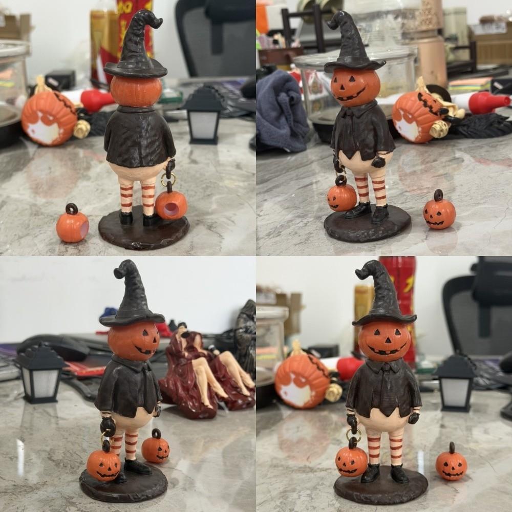 Light Up Pumpkin Man Tabletop Statue Resin LED Pumpkin Head Light  Halloween Party