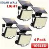 2/4PCS Outdoor Security Solar Wall Lamp 106LEDs Motion Sensor Flood Light with Remote 4 Modes for Outside Garden Garage Lighting