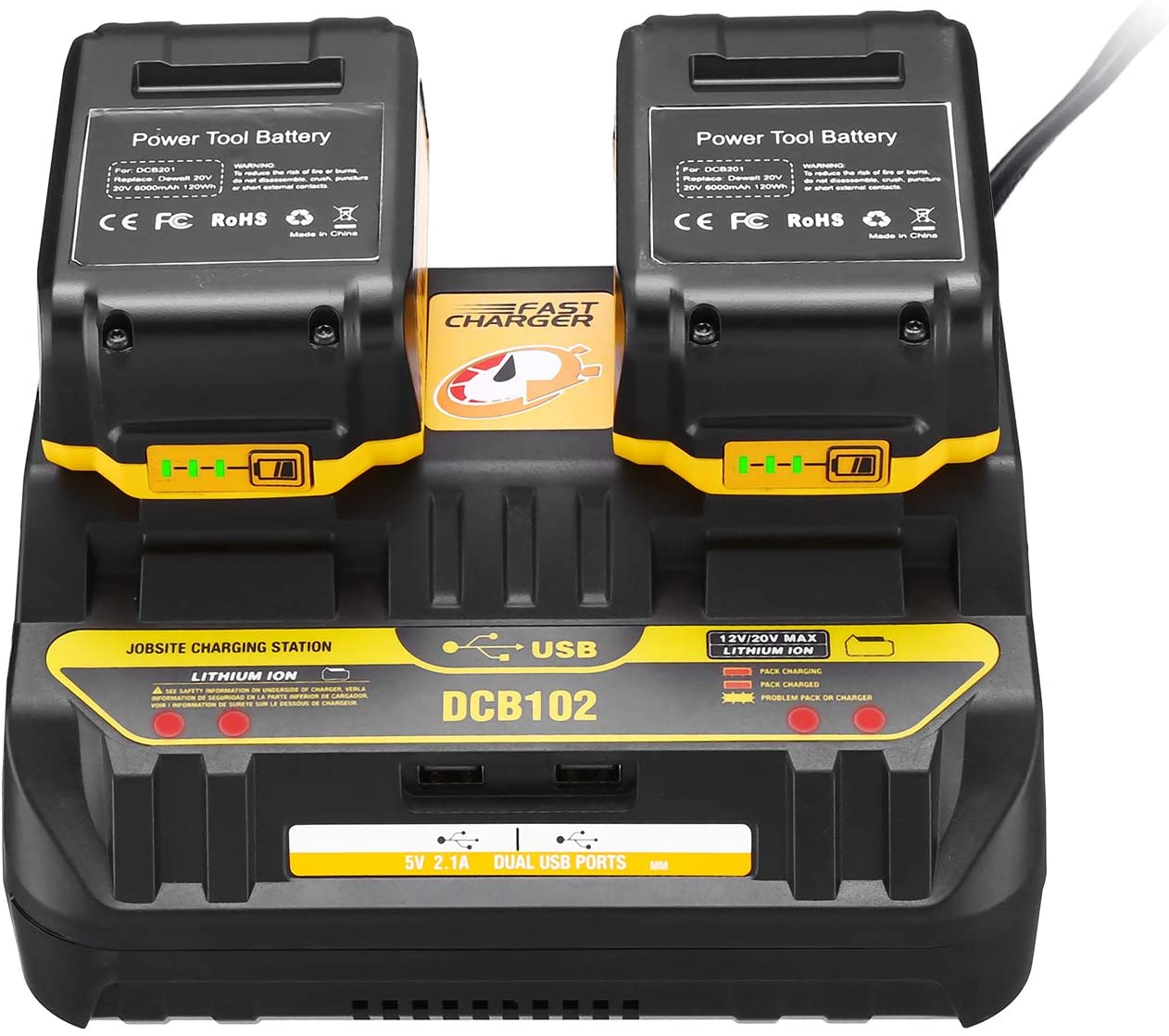

DCB102 Двойное зарядное устройство для аккумуляторов Dewalt 12 В 14,4 В 18 В EU US Plug Dcb101 Dcb200 Dcb140 Dcb105 Зарядное устройство для инструментов Dcb102 с USB