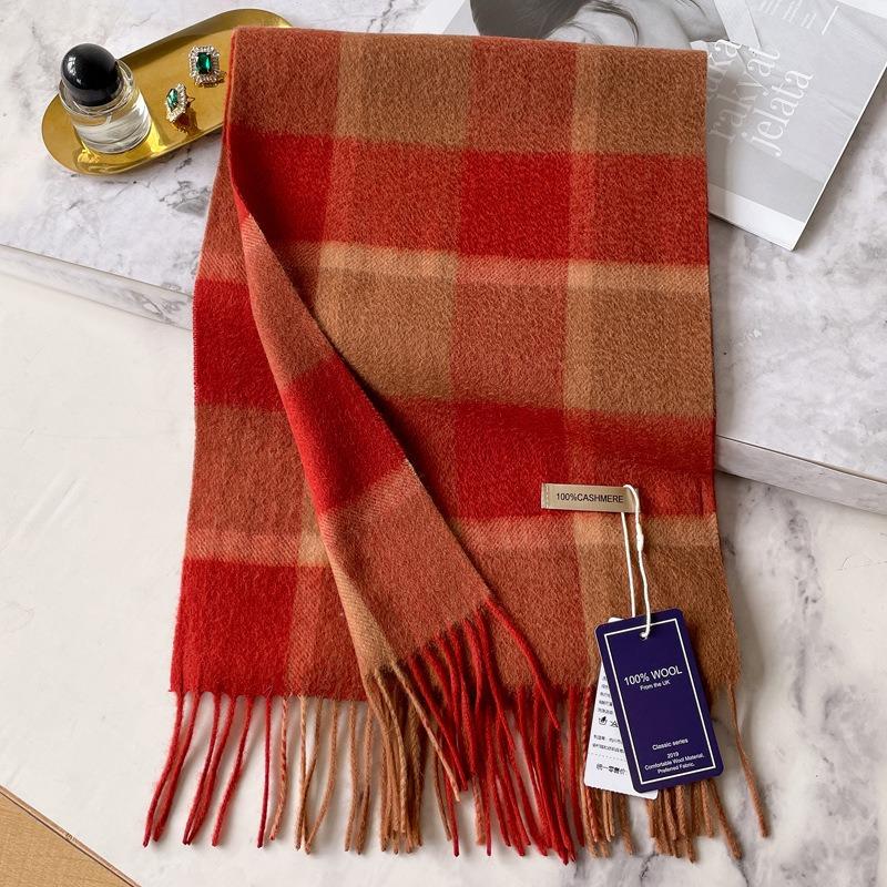 Ankola red plaid pure cashmere scarf women's winter high-end new scarf
