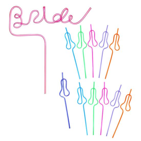 Yousheng 12Pcs Bride Gourd-Shaped Straws Food Grade Reusable Drinking Water Straws Wedding Engagement Party Decoration