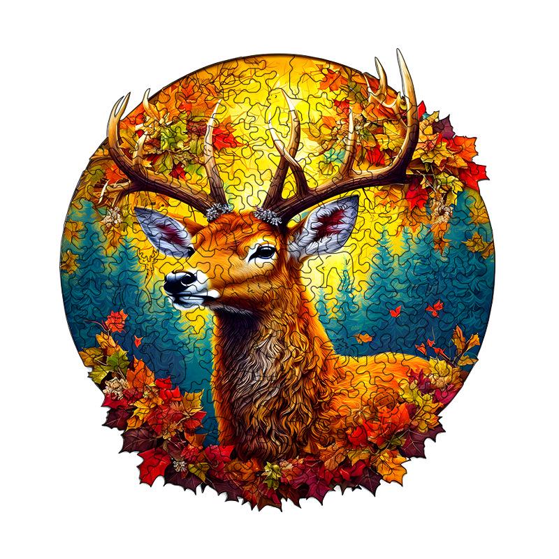Irregular Animal Wooden Jigsaw Puzzle - Christmas Reindeer Toy
