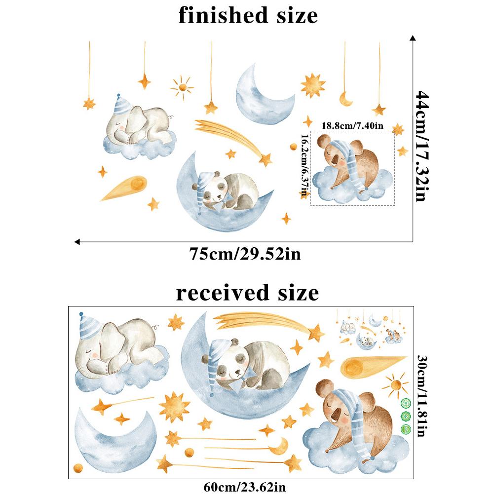 

Наклейки на стену с мультяшными медведями мечты, декор с луной и звездами для детской комнаты, украшения спальни 30x60cm