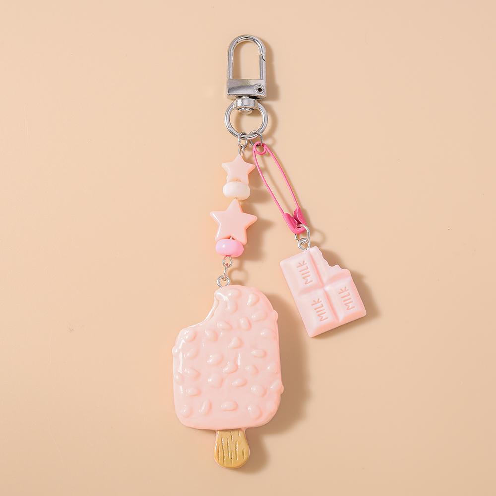 New Simulation Popsicle Ice Cream Keychain Chocolate Key Ring Pendant for Women Girls Handbag Decor DIY Kid's Jewelry Gifts