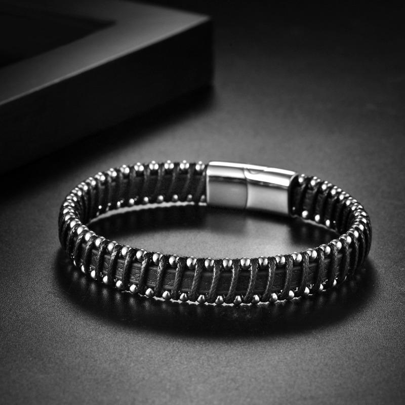 

Браслет из натуральной кожи Простой кожаный браслет Мужской браслет из воловьей кожи Ювелирные изделия Железный абсорбирующий браслет 3