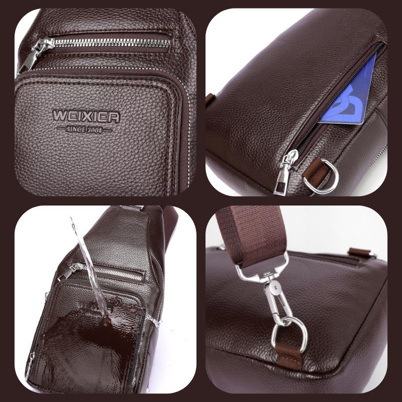 Men's PU Leather Chest Bag - Large Capacity Crossbody Sling Bag,Shoulder Bag, Adjustable Shoulder Strap for Travel & Outdoor Use