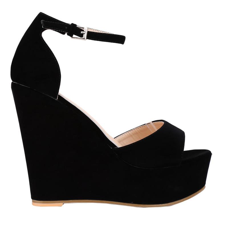 Women Sandals Sexy 12cm Peep Toe Ankle Strap Platform Wedge High Heels Sandals Party Red Wedding Dress Ladies Shoes