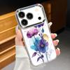 INS Watercolor Floral Case For iPhone 17 Pro Max iPhone 16 15 14 13 Pro Max 11 17e 16e Plating Lens Frame Clear Soft Silicone Back Cover