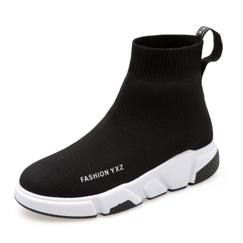 Stripete høy topp sokkesko dame plattform myke elastiske slip-on sokkesneakers dame tykk bunn dempesko kvinne 40