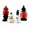 Halloween decorations figurines 4-piece set 3D paper ornaments paper-made pumpkin ghost black cat witch tabletop entrance decoration