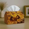 1pc Modern Abstract Tissue Box with Swirl Golden-Painted Texture - Elegant Tissue Dispenser & Napkin Holder, Storage Organizer Suitable for Kitchen, L