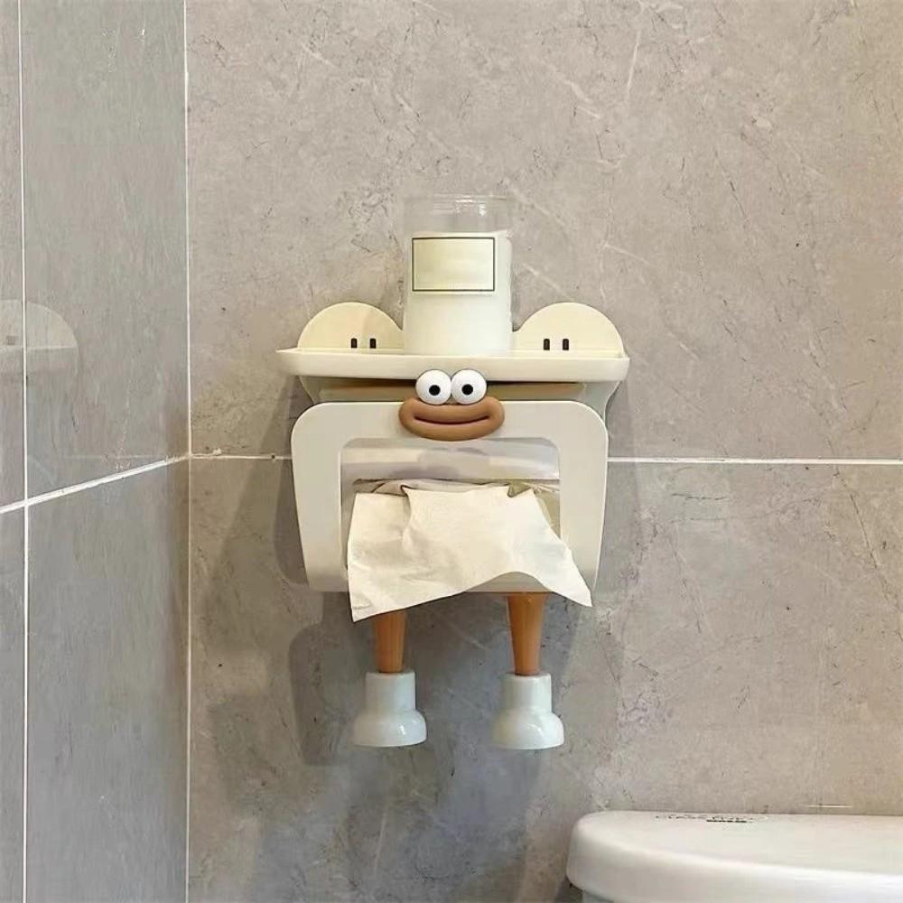 Cartoon Wall Mounted Wet Wipes Box Waterproof Cream Style Bathroom Drawer Box No Punching Storage Rack Miscellaneous Items