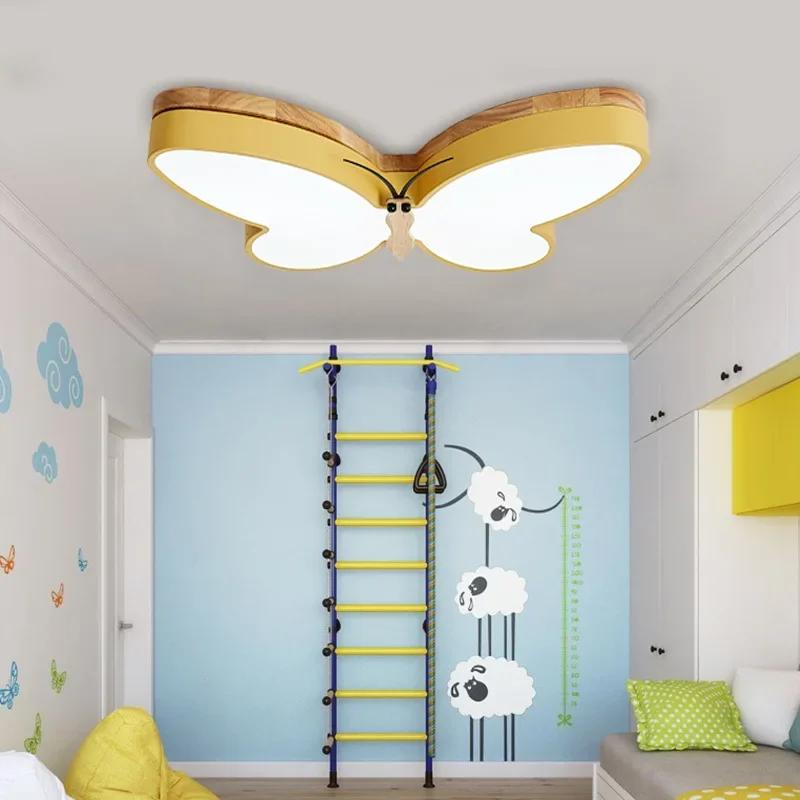 Modern Wood Butterfly Ceiling Light Chandelier Room Bedroom Boys And Girls Baby Cute Kids Ceiling Light Lights