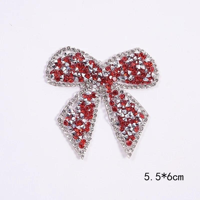 1PC Colorful Bow-Knot Sticker Rhinestone Iron-On Patches for Clothes Clothing Decoration Decal Patches for Jackets