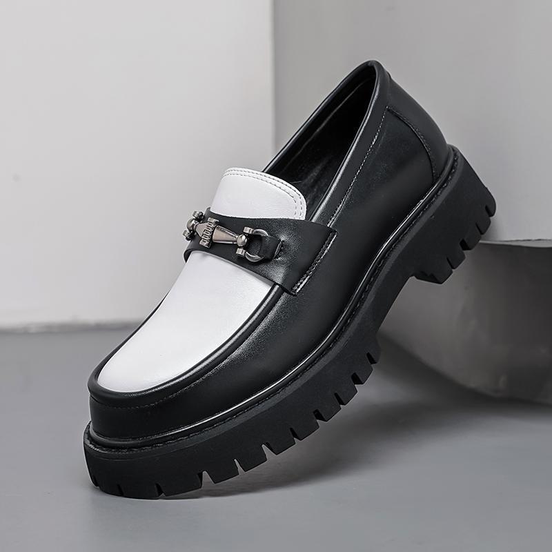 Men's Height-Increasing Leather Platform Loafers with Thick Sole