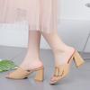 Open Toe Slides Woman Slippers Sandals Shoes for Women Khaki Heeled Rubber Job Outside Sandal Chic and Elegant Clappers