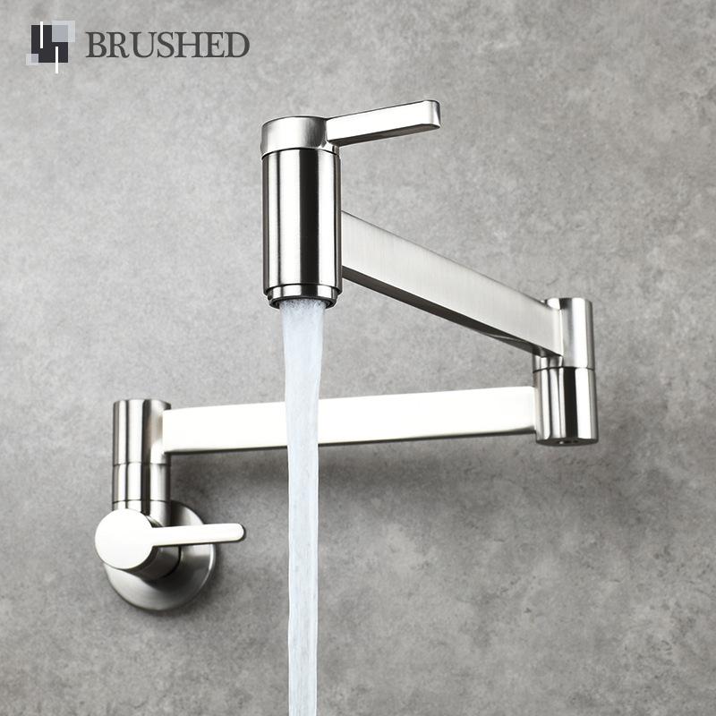 

Brass Double Switch Basin Faucet Kitchen In-Wall Foldable Single Cold Tap Mop Sink Extension Pot Filler Faucet Gold Black Chrome