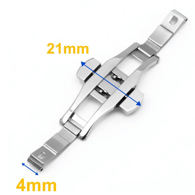4mm 5mm 6mm Stainless Steel Watch Clasp Double Push Butterfly Watch Straps Silver Buckle for Men Women Luxury Button Accessories