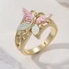 Vintage Gold Color Metal Hand Carving Butterfly Women's Ring Geometry Hollow Daily Wear Party Jewelry
