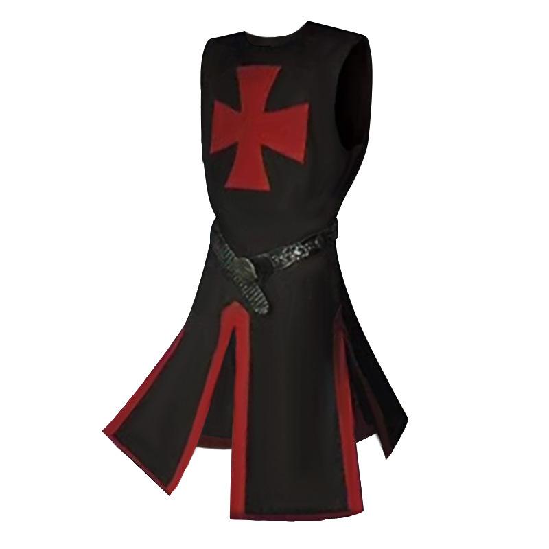 Mens Medieval Crusader Knights Templar Tunic Cosplay Costumes Renaissance Halloween Surcoat Warrior Cloak Tops Belt
