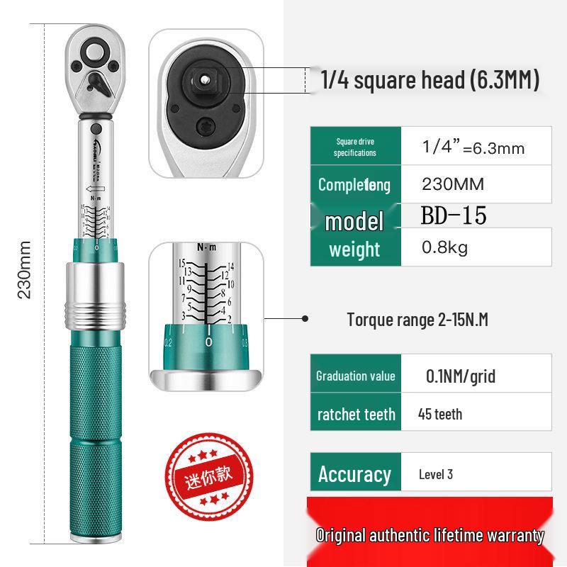 Taiwan Baodelili High Precision Adjustable Torque Wrench for Spark Plugs and Tires