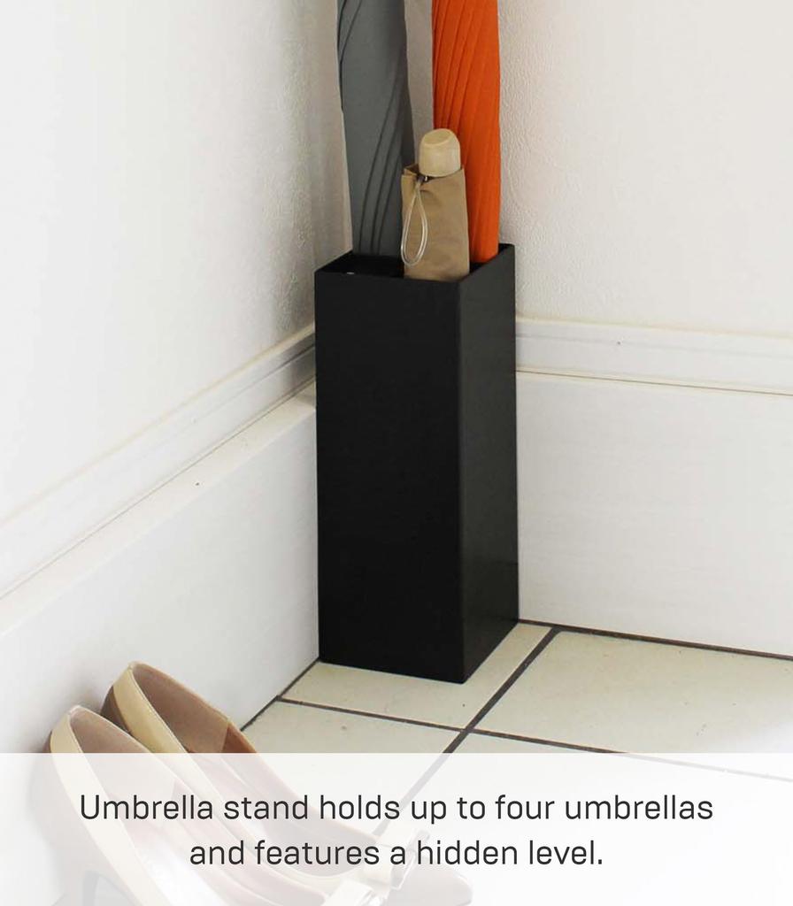 Yamazaki Smart Umbrella Stand, Black, Approx. W11 x D11 x H30cm, Square, Can Also Store Folding Umbrellas, 6719
