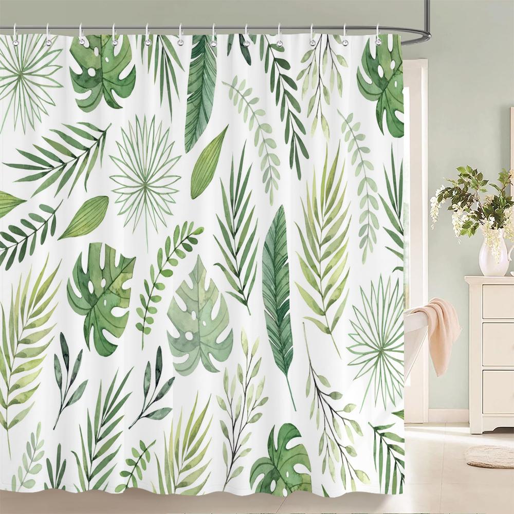 Tropical Green Plant Shower Curtain Leaves Printed washable bath curtain Waterproof Polyester Fabric bathroom Curtains