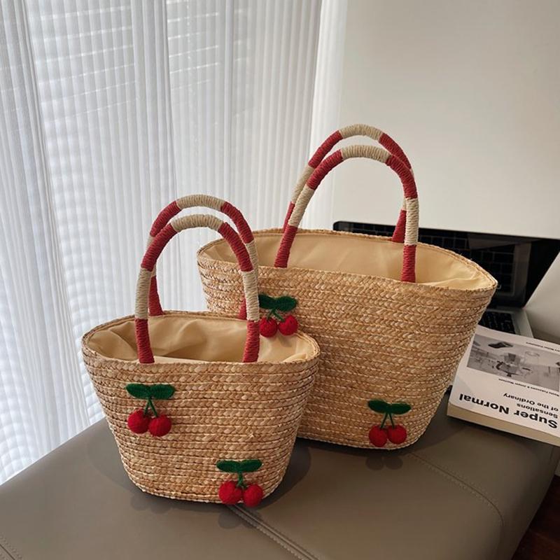 New Woven Women's Bag Handmade Grass Woven Handbag Fashion Embroidery Versatile Shoulder Bag Beach Bag KTB