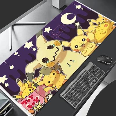 Skórzana Duża Podkładka pod Mysz do Gier Duża dla Gracza Duża Klawiatura Pokemon Mimikyu Biurkowa Mata pod Mysz Męska Anime Gamingowy Notes Pokój Akademicki PC Podkładka pod Mysz