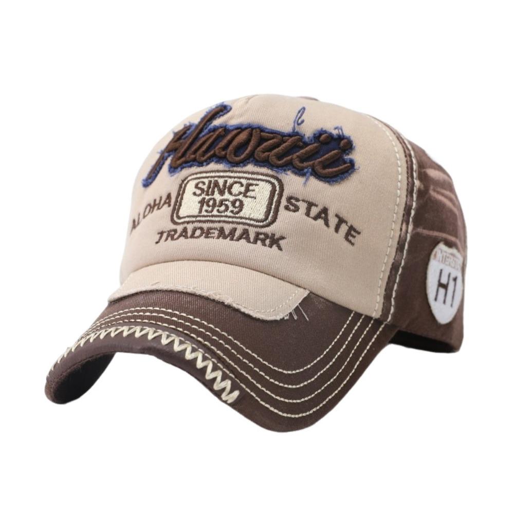 Vintage Embroidery Hip-Hop Alphabet Lettering Baseball Cap New Unisex Sunshade Color Breathable Trendy Fashionable Washed Cotton Sun Hat Streetwear