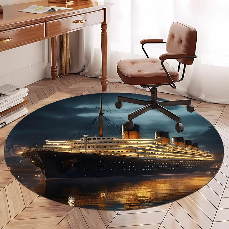Titanic Printed Round Rug Carpet Chair Rug Area Rug Entryway Doormats,for Office Chair Living Room Bedroom Kitchen Room.
