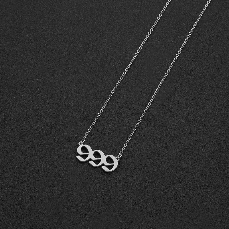 Collana Con Numeri Angelici In Acciaio Inossidabile - 111 222 333 444 555 666 777 888 999 - Regalo Per Donna E Uomo