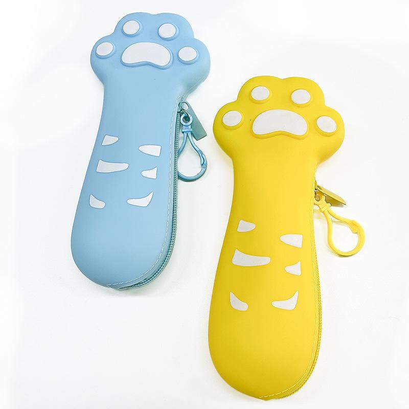Cute Cat Paw Pen Case - Silicone Large Capacity Pen Holder - Children's School Supplies Bag