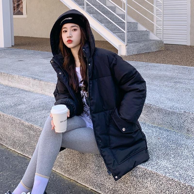 Thickened Bread Jacket Down Cotton Jacket Women's Korean Style Loose Mid-length Winter Jacket Cotton Jacket New Year
