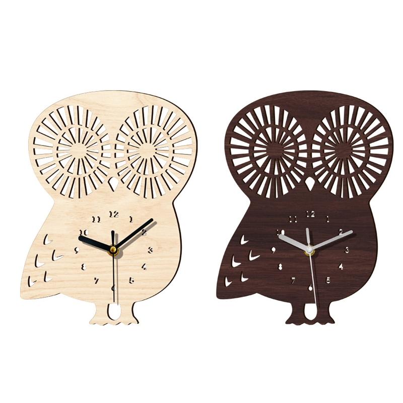 Owl Wood Clock for Creative Animal Children Holiday Gift Supplies for Home Office Dormitory Decoration Birthday Gift